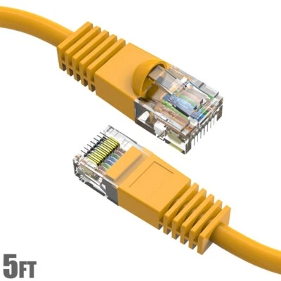 5FT Cat5E RJ45 Network Modem LAN Ethernet UTP Molded Snagless Patch Cable Yellow - Image 1 of 4