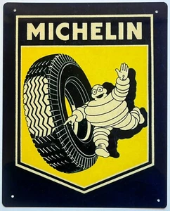Letrero de metal estilo vintage - Neumáticos Michelin negro 10x8 pulgadas [MICH3] - Imagen 1 de 1