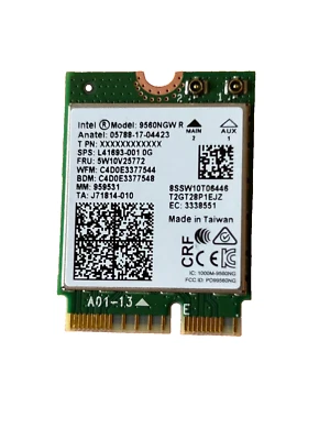 5W10V25772 INTEL 9560NGW R M.2 2230 USB PCI-E WIFI5 802.11AC BLUETOOTH 5.1 CARD - Image 1 of 2