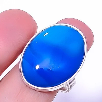 Anillo de plata de ley 925 hecho a mano de ágata púrpura de Botsuana s.9 R5832-57 Foto 1 de 4