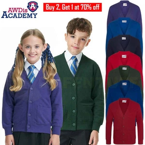 Kids School Cardigan Boys Girls Fleece Sweatshirt Uniform Scouts Age 3-13 Years - Picture 1 of 20