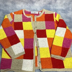 Marisa Christina Vintage Colorblock Cardigan Sweater Sz M SOFT Poly/cotton RARE - Picture 1 of 12