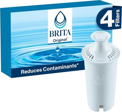 Brita Standard Water Filter 4 Pack BPA Free Fits Pitchers Reduces Impurities - Image 1 of 4