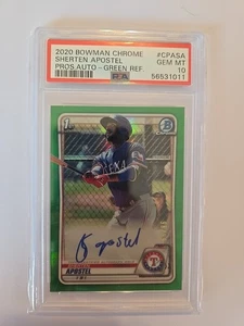 PSA 10 Green Refractor AUTO #'d /99 Sherten Apostel. 2020 Bowman 1st Chrome - Picture 1 of 3