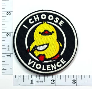 Embroidered Patch - Funny - I Choose Violence - Baby Chicken - Knife - Picture 1 of 1