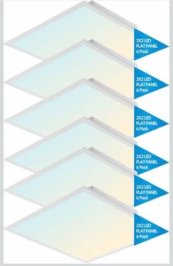 6-PACK! 2x2 FT LED Light Flat Panel, 20-40W, 5 Color Temperature Selectable - Picture 1 of 8