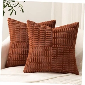 24x24 inches Terracotta Euro Pillow Shams Set of 2 Corduroy Decorative Throw - Picture 1 of 7