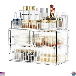 Stackable Acrylic Cosmetic Organizer with 3 Drawers for Home Storage & Vanity - Picture 1 of 6