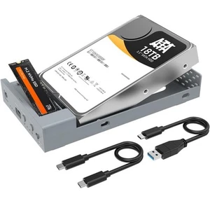 Dual Bay Enclosure for M.2 NVMe and 2.5 3.5 Inch SATA SSD/HDD with Offline Clone - Afbeelding 1 van 14