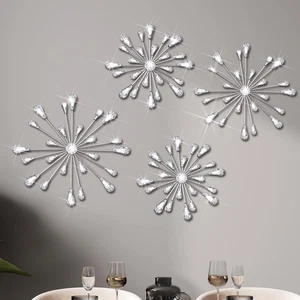 4 piezas Starburst decoración de pared arte de pared brillante lágrima de cristal estrás colgante 3D - Imagen 1 de 6