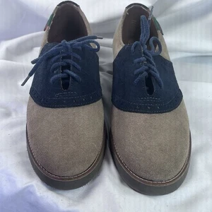 G.H. Bass Vintage Enfield Wildleder Sattel Oxford hellbraun & marineblau Größe 8M. EUC - Bild 1 von 16