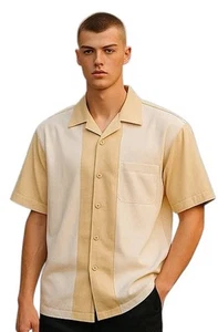 Harriton Button Down Vtg Two Tone Bowling Shirt Men 2XL Tony Soprano Classic - Picture 1 of 11