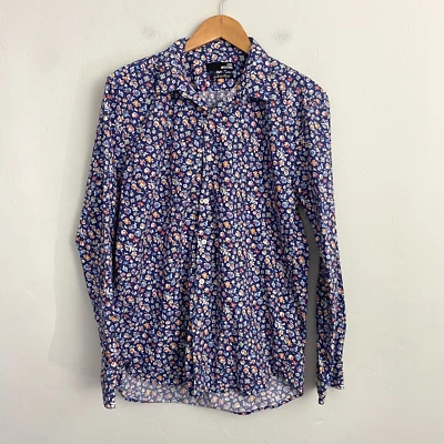 Love Moschino Floral Dress Shirt Men Size 42 Blue Button Down Cotton Long Sleeve - Image 1 of 4