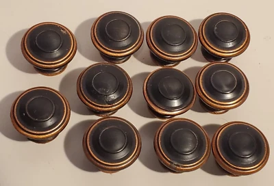 DRAWER CABINET DOOR DRAWER PULL HARDWARE ANTIQUED COPPER KNOBS LOT/11 ROUND - Image 1 of 3