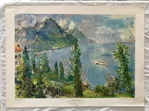 NICE VINTAGE RARE ART LANDSCAPE LITHOGRAPH BY SWITZERLAND ARTIST OSKAR KOKOSCHKA - Picture 1 of 4