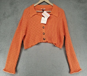 Mimosa Pullover Damen S Orange Cropped Langarm Hochgeschlossen Gerippt Freizeit - Bild 1 von 17