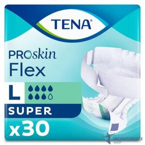 1x TENA ProSkin Flex Super - Large - Pack of 30 - Incontinence Slips - 2900ml - Picture 1 of 5