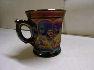 Northwood, Amethyst, Singing Birds, Carnival Glass Mug - Picture 1 of 9