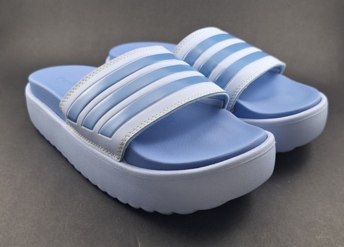 Adidas Adilette Platform Slides blu (HQ6181) taglie da donna nuove con etichette