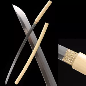 Shirasaya T10 Steel Clay Tempered Japanese Samurai Katana Sword Real Hamon - Picture 1 of 11