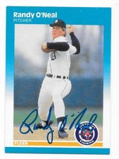 RANDY O'NEAL 1987 FLEER AUTOGRAPHED SIGNED # 159 DETROIT TIGERS