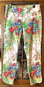 Pantaloni alla caviglia in maglia ponte morbidi con fiori giardino in fiore XL Artsy - Foto 1 di 14