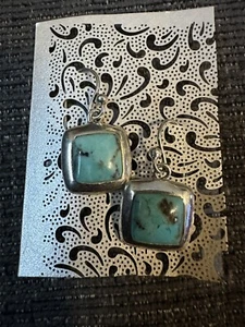 Barse Sterling Silber 925 quadratische Türkis Ohrringe ~ Sammlerstücke ~ sehr guter Zustand - Bild 1 von 4