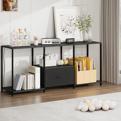 TV Stand with LED Light, 1 Fabric Drawers TV Stand Open Display for 55'' TV - Image 1 of 4