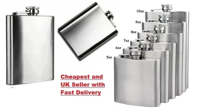 Stainless Steel Hip Flask for Whisky Alcohol – Pocket Drink Bottle 5oz–8oz Leak - Image 1 of 4