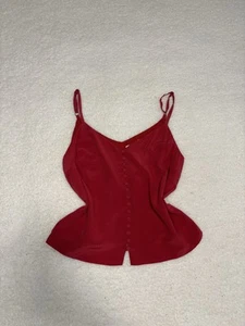 Madewell Women Cranberry Red Silk Button-Down Cami Top - Picture 1 of 9
