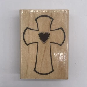 Stampabilities Sacred Heart Cross Rubber Stamp - Picture 1 of 4