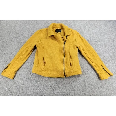 Chaqueta de moto Tahari para mujer pequeña amarilla mezcla de lana Boucle bolsillos con cremallera Foto 1 de 4