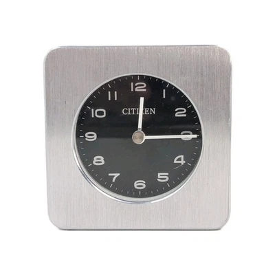 Citizen Square Modern Minimalist Brushed Silver Desk Clock 3.75"x3.75"x1" Works - Image 1 of 4