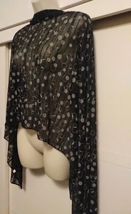 Womens Scarf Black White Light Semi Sheer Shawl Scarf Polka Dot 28"x68" - Picture 1 of 7