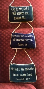 Set Of 3 Velvet Bible Verse Door Knob Hangers - Picture 1 of 5