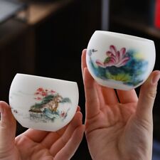 One Tea Cup Boutique Hand Drawing Fat Mutton Jade Porcelain Master Cup 130ml New