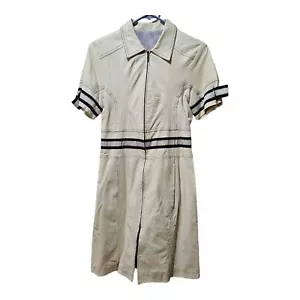 Vestido Silvina Marotti Piel Cuero Mujer Pequeño Marfil y Azul Necesita Limpieza - Imagen 1 de 12