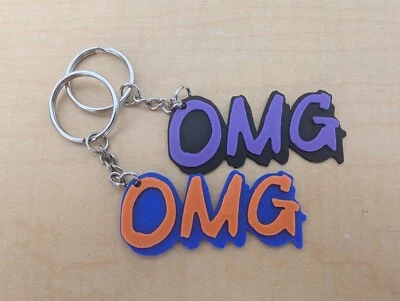 New York Mets OMG Oh My God Keychain 3D Printed 2 Pack blue Orange/Purple Black - Image 1 of 2