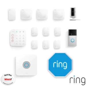 Ring 13 Piece Alarm 2.0 Full Home Kit with Siren, Indoor Camera and Video Doorbe - Picture 1 of 8