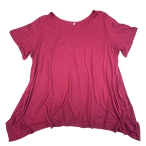 Tunic Women 3X Red Flowy Boho Stretchy Breathable Relaxed Fit Short Sleeve Shirt - Bild 1 von 8