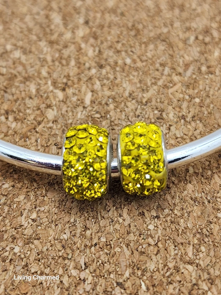 2 auténticas cuentas espaciadoras de circonita cúbica amarillas brillantes   Foto 1 de 1