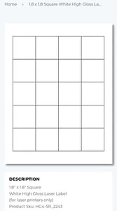 1.8 x 1.8  Blank Square High Gloss Product Labels Chapstick Lipgloss Lip Balm - Picture 1 of 1
