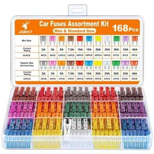 168 Pcs Fusibili Auto Assortiti Kit, 114 Mini Fusibili Auto + 54 Fusibile Auto - Foto 1 di 7
