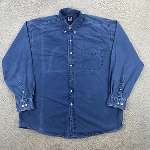 Vintage Gap Denim Shirt Mens XL Button Down Preppy Blue Y2K 2000s 90s - Picture 1 of 11