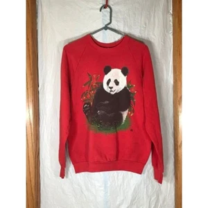Vintage big print Panda crewneck sweater womens LG - Picture 1 of 7