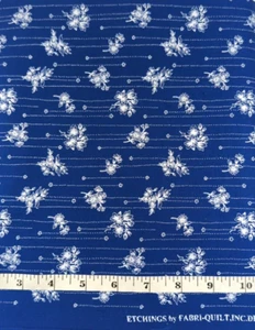 Etchings #9137 BTY Fabri-Quilt Cotton Sew Quilt Craft Fabrics Blue/White - Picture 1 of 3