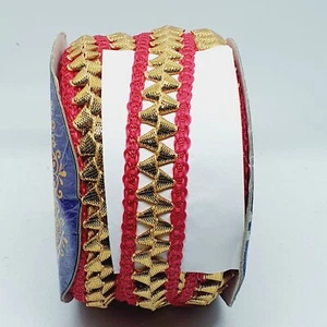 20mm Deep Pink And Gold Indian Braid Ribbon Trim Embellishment Sewing - Picture 1 of 1