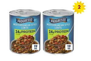 Progresso Mediterraner Stil Linsen Protein Suppe Vegetarisch 19 Unzen x 2 Dosen - Bild 1 von 6