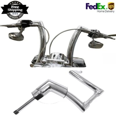 14" Tall Black Ape Hanger Handlebar 1.5" Diameter For  Harley Dyna Softail Foto 1 de 4