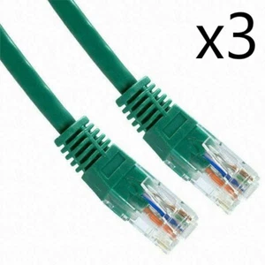 3 Pack Lot - 1ft CAT5e Ethernet Network LAN Router Patch Cable Cord Wire Green - Picture 1 of 2